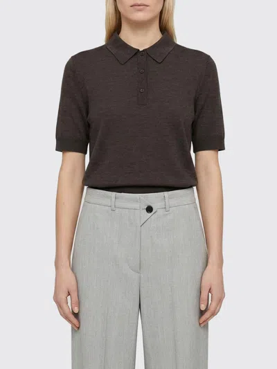 Loulou De Saison Migo Fine Short-sleeve Polo In Brown
