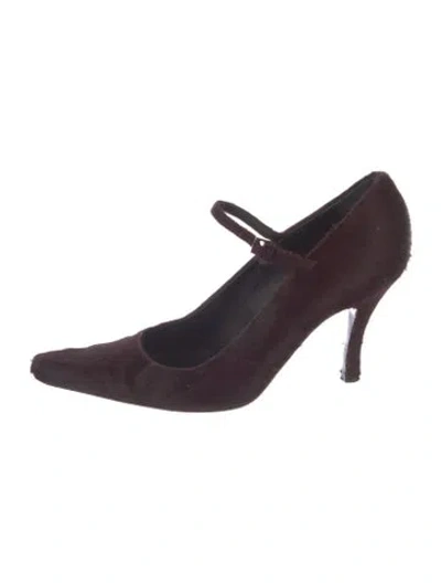 Pre-owned Loulou De Saison Ponyhair Animal Print Pumps In Burgundy