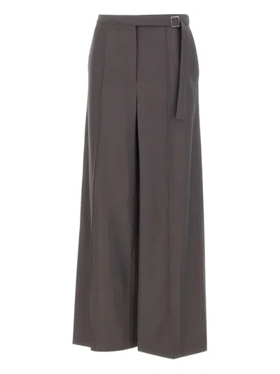 Loulou De Saison Pratt Pleated-front Belted Trousers In Gray
