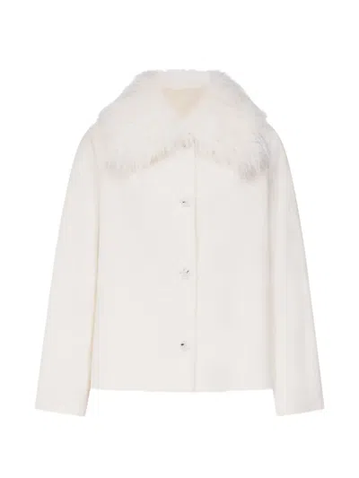 Loulou De Saison Rafe Plush-trimmed Wool And Cashmere-blend Coat In Black