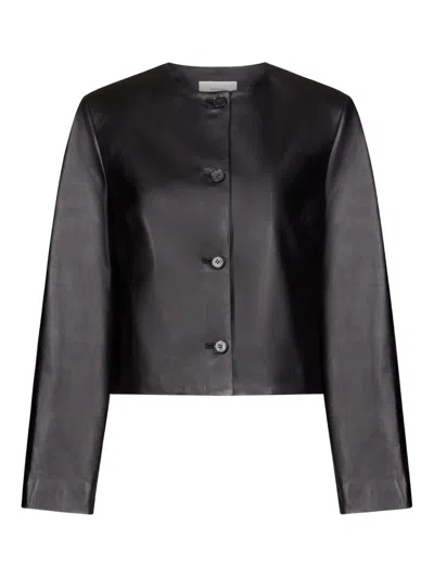 Loulou De Saison Raho Single-breasted Leather Jacket In Black