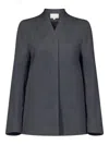 Loulou De Saison Rasca V-neck Twill Jacket In Gray
