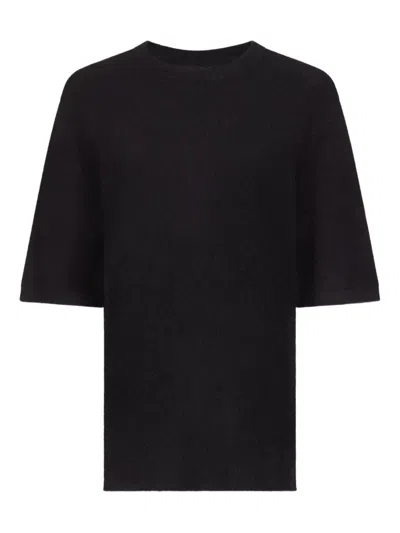 Loulou De Saison Raven Short-sleeve Crew-neck Sweater In Black