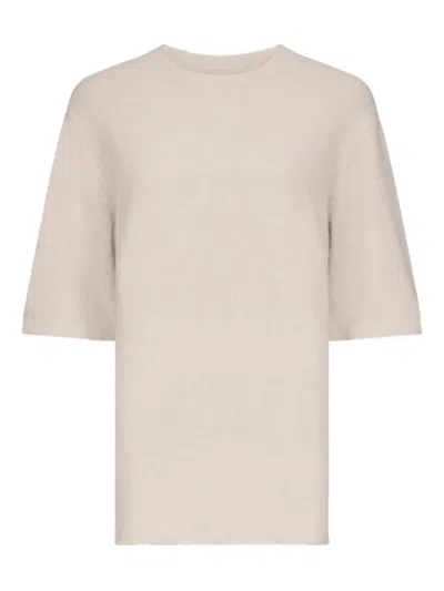 Loulou De Saison Raven Short-sleeve Crew-neck Sweater In Neutral