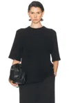 Loulou De Saison Raven Short Sleeve Sweater In Black