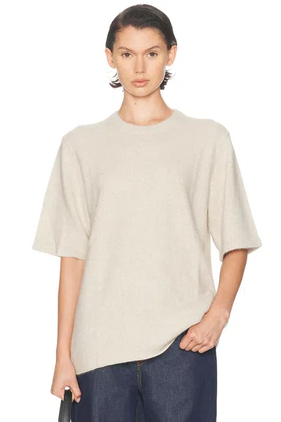Loulou De Saison Raven Short Sleeve Sweater In Neutral