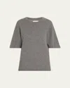Loulou De Saison Raven Short-sleeve Wool Sweater In Gray