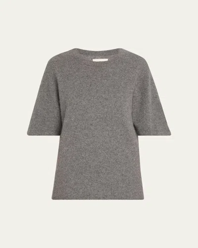 Loulou De Saison Raven Short-sleeve Wool Sweater In Gray