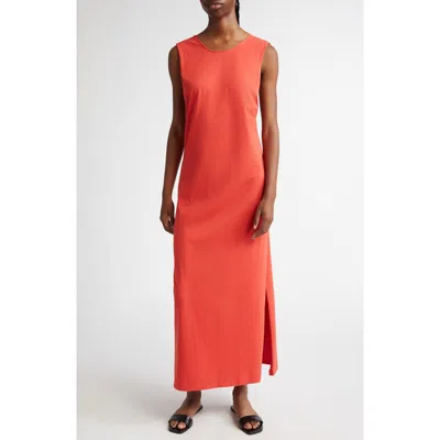 Loulou De Saison Rayna Knotted Pima Cotton-jersey Maxi Dress In Tomato