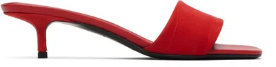 Loulou De Saison Red Sarafina Kitten Mule Heeled Sandals