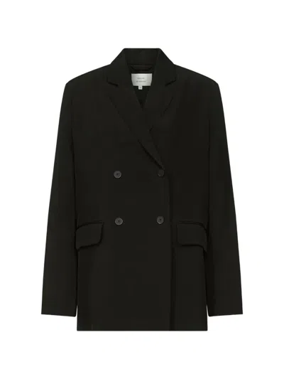 Loulou De Saison Regan Double-breasted Notch-lapels Jacket In Black