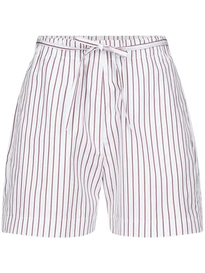 LOULOU DE SAISON RELAXED FIT SHORTS WITH VERTICAL BROWN STRIPES