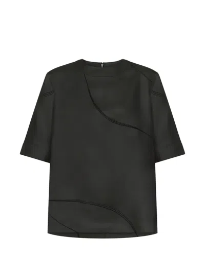 Loulou De Saison Remo Short-sleeve Blouse In Black
