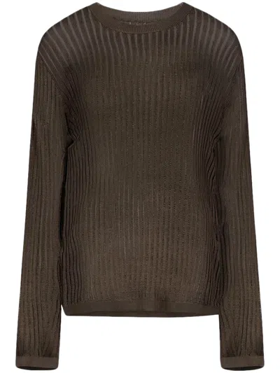 Loulou De Saison Ribbed Knit Sweater With Round Neckline In Black