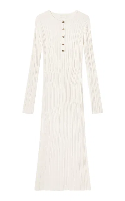 Loulou De Saison Ribbed Silk-cotton Maxi Dress In Ivory