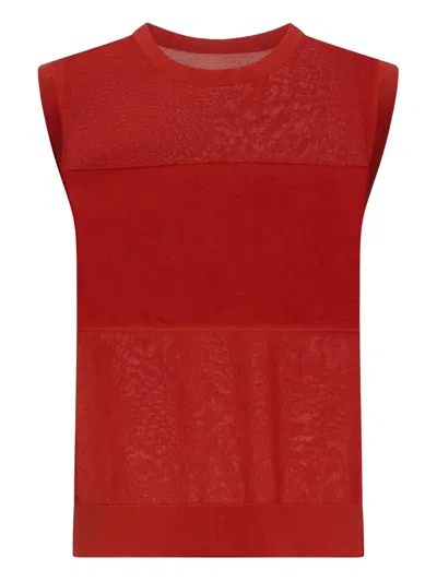 Loulou De Saison Ribbed Sleeveless Vest In Red