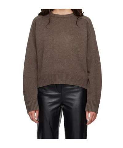 Loulou De Saison Ribbed-knit Crew-neck Sweater In Brown
