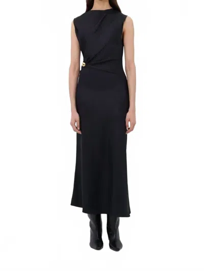 Loulou De Saison Roan Draped Maxi Dress In Black