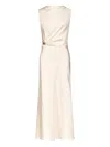 Loulou De Saison Roan Gathered-waist Sleeveless Midi Dress In White
