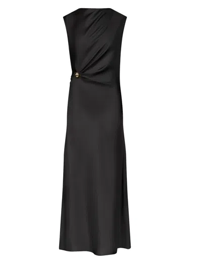 Loulou De Saison Roan Metal-ornament Silk Dress In Black