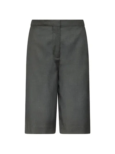 Loulou De Saison Robi Virgin Wool Shorts In Gray