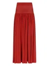 Loulou De Saison Romy Gathered Knitted Maxi Skirt In Red
