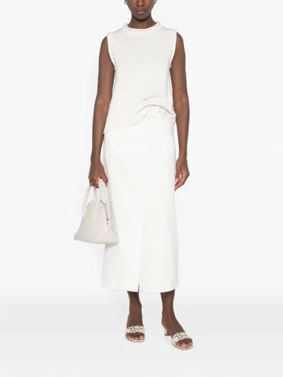 Loulou De Saison Rona Denim Midi Skirt In White