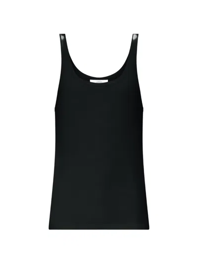 Loulou De Saison Roni Ribbed-knit Tank Top In Black