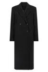 Loulou De Saison Black Rosco Double Breasted Long Coat In Blue