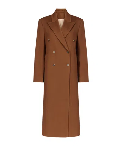 Loulou De Saison Rosco Double Breasted Coat In Brown