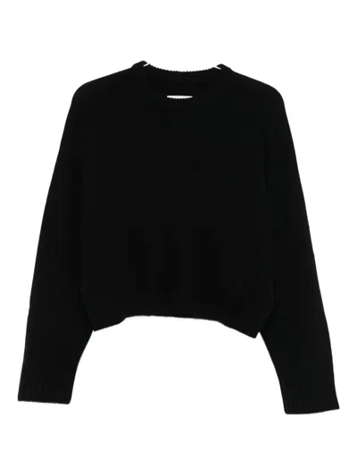 Loulou De Saison Round-neck Crop Sweater In Black