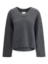 Loulou De Saison Derry Cashmere U-neck Sweater In Gray