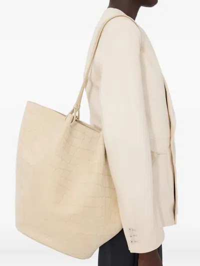 Loulou De Saison Rudy Embossed-logo Tote Bag In Neutral
