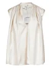 Loulou De Saison Sade Draped Silk Top In Neutral