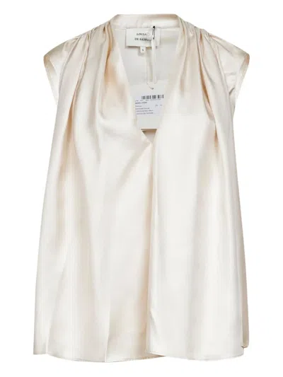 Loulou De Saison Sade Draped Silk Top In Neutral