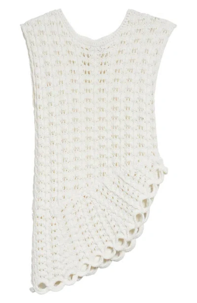 Loulou De Saison Saez Asymmetric Open Knit Sweater In White