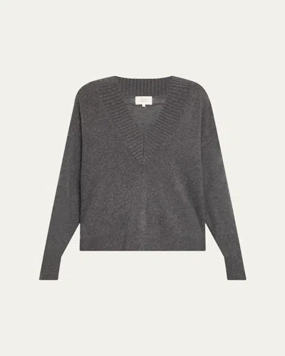 Loulou De Saison Sage V-neck Cashmere Oversized Sweater In Gray