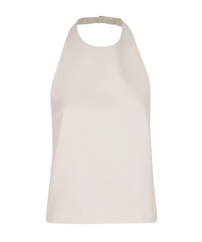Loulou De Saison Sami Backless Halter Textured Top In Neutral
