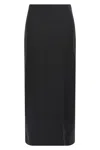 Loulou De Saison Black Skirt With Pencil Deisgn And Side Closure In Wool Woman In Gold