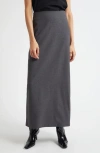 Loulou De Saison Samos Stretch Wool Grain De Poudre Pencil Skirt In Gray