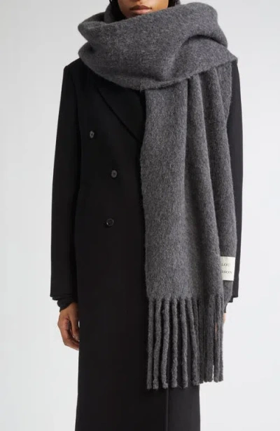 Loulou De Saison Santo Large Baby Alpaca Blend Fringe Scarf In Gray