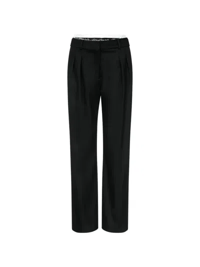 Loulou De Saison Saul Lace-trim Pleated Trousers In Black