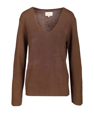 Loulou De Saison Saya 01 V-neck Knitted Sweater In Brown