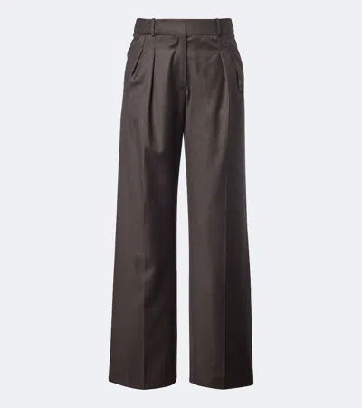 Loulou De Saison Sbiru Lds Pleated Virgin Wool Pants In Brown