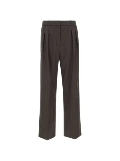 Loulou De Saison Sbiru Pleated Tailored Trousers In Brown