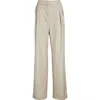 Loulou De Saison Sbiru Pleated Virgin Wool Straight Leg Pants In Chiffon Beige