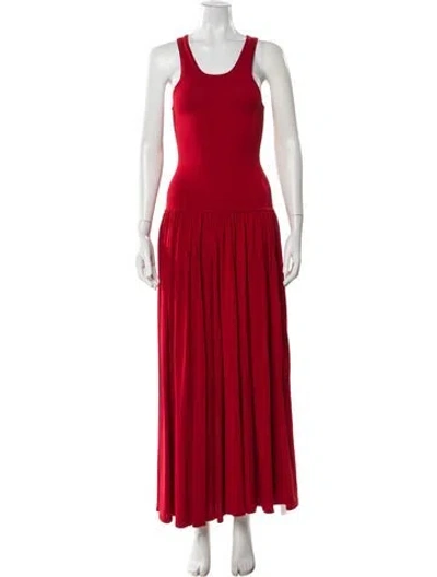 Pre-owned Loulou De Saison Scoop Neck Long Dress In Red