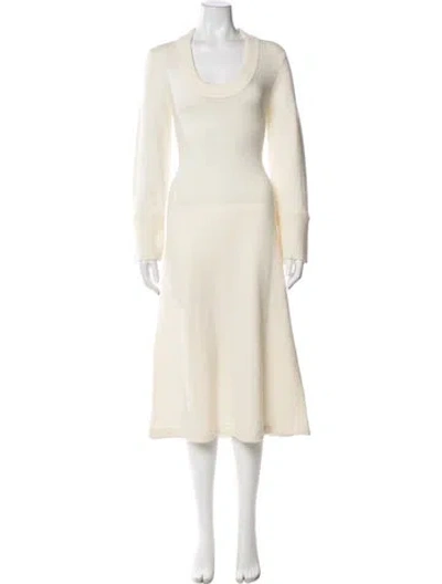 Pre-owned Loulou De Saison Scoop Neck Midi Length Dress In Neutrals
