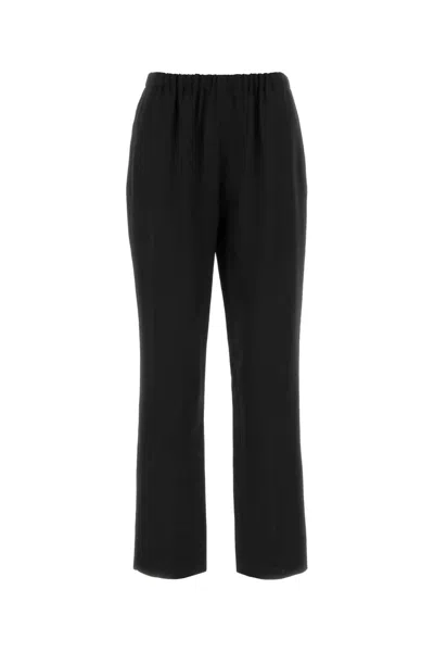 Loulou De Saison Scot Straight Trousers In Wool Blend In Black