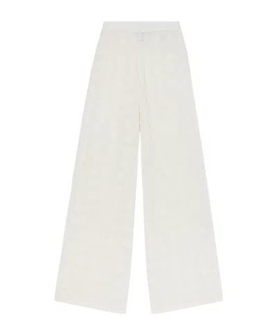 Loulou De Saison Egeo Pointelle-knit Wide-leg Pants In White